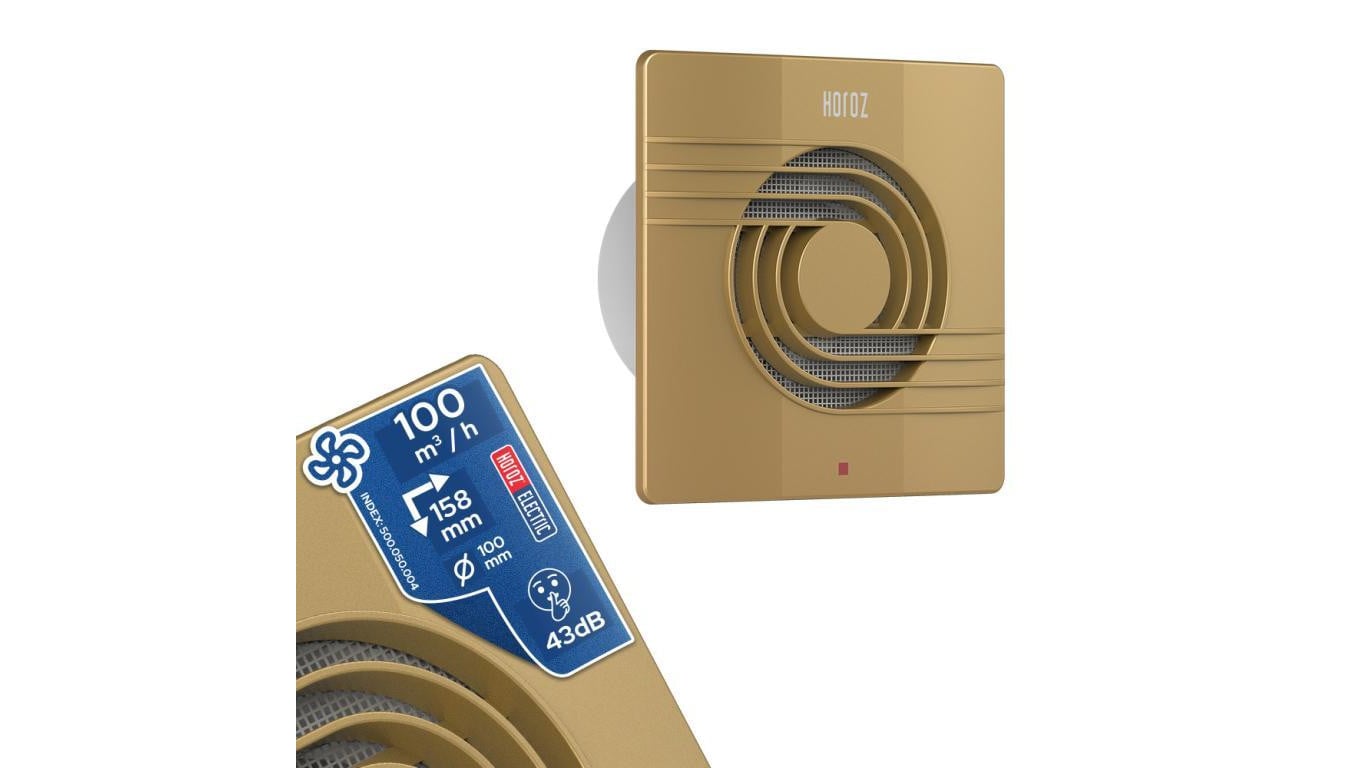 Wentylator wyciągowy łazienkowy / kuchenny plastikowy HELIX 120mm złoty HOROZ ELECTRIC
