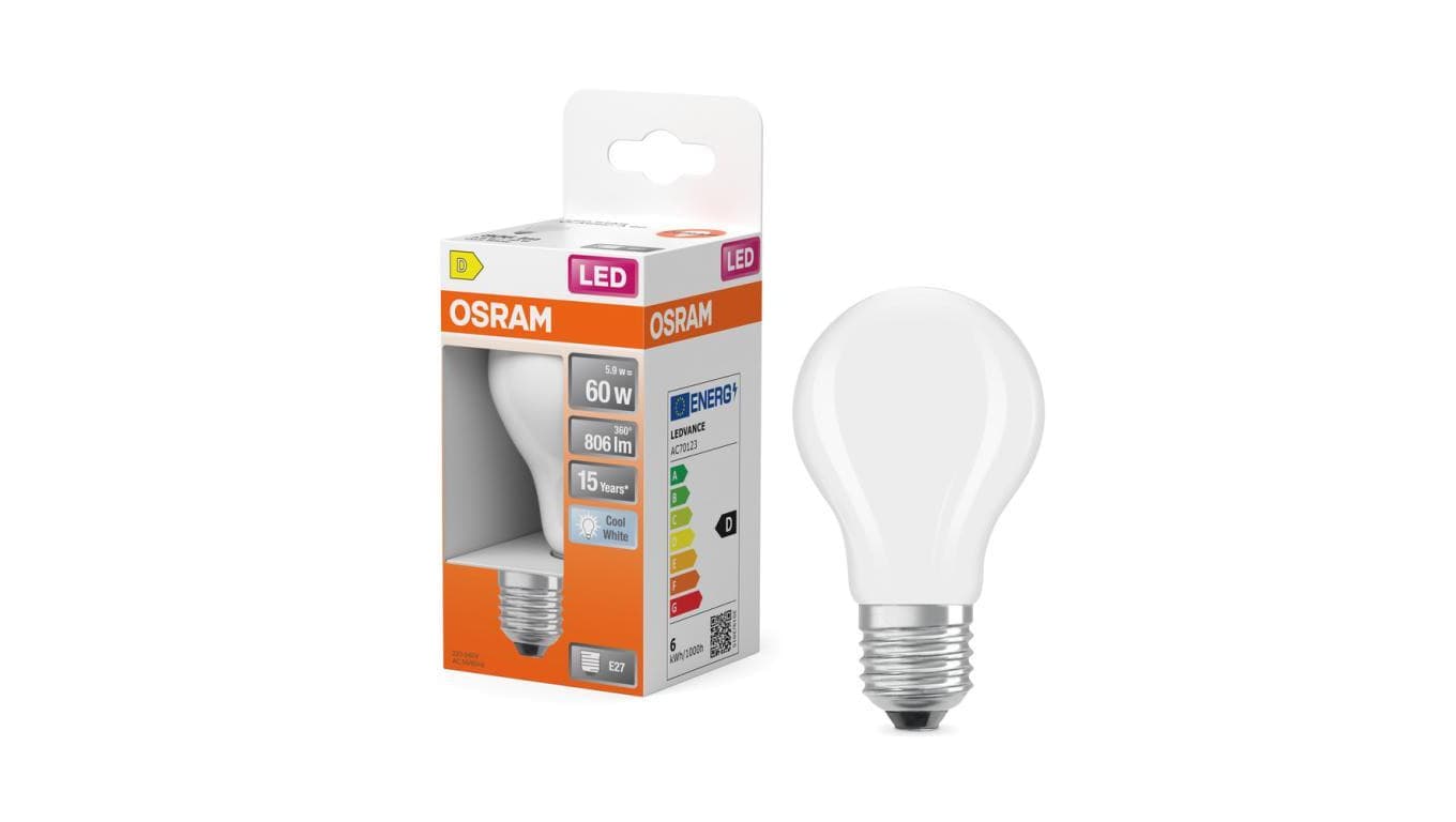 Żarówka LED OSRAM E27 A60 5.9W zamiennik 60W 806lm 4000K Neutralna 300 Klasa D 3 Lata Gwarancji