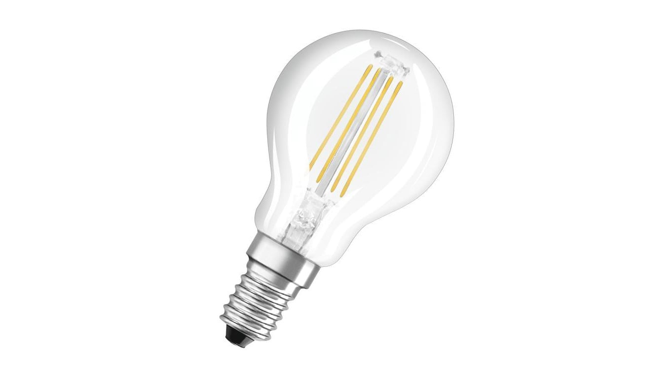 Żarówka LED OSRAM P45 Kulka E14 3.4W zamiennik 40W 470lm 2700K Ciepła CRI90 300 Filament Ściemnialna Klasa D 4 Lata Gwarancji