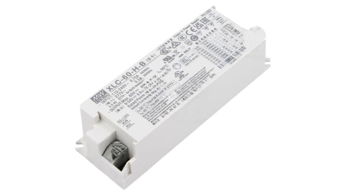 Zasilacz impulsowy DC, 60W, napięcie wyjściowe: 9...54 VDC, prąd wyjściowy: 900 mA...1,7 A XLC-60-H-B