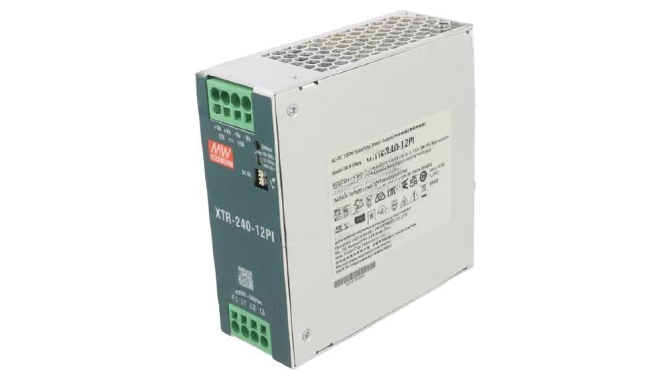 Zasilacz impulsowy na szynę DIN, 180W, napięcie wyjściowe: 12 VDC, prąd wyjściowy: 0...15 A XTR-240-12PI