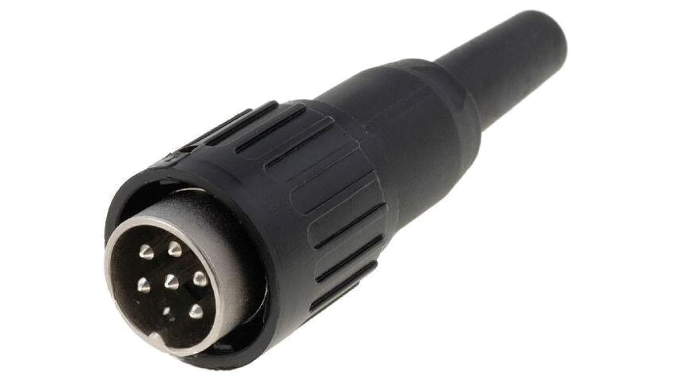 Złącze DIN, męskie, wtyk, PIN: 6, proste, napięcie znamionowe: 300V, prąd znamionowy: 5A T3424501U