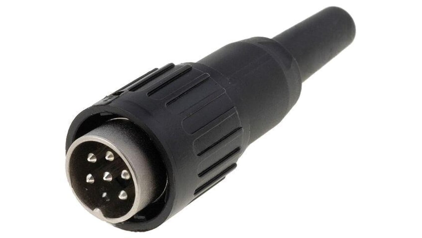 Złącze DIN, męskie, wtyk, PIN: 6, proste, napięcie znamionowe: 300V, prąd znamionowy: 5A T3424501U