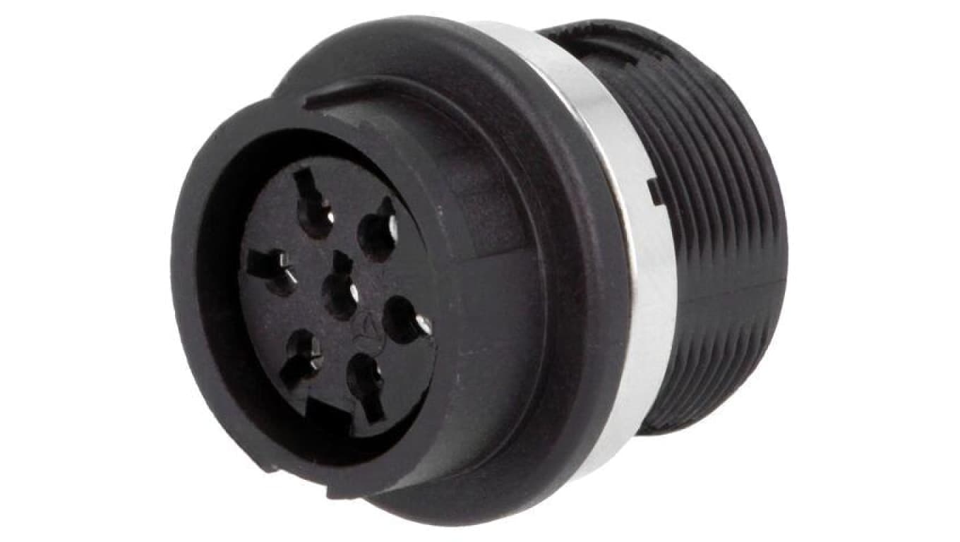 Złącze DIN, żeńskie, gniazdo, PIN: 7, proste, napięcie znamionowe: 300V T3437000U