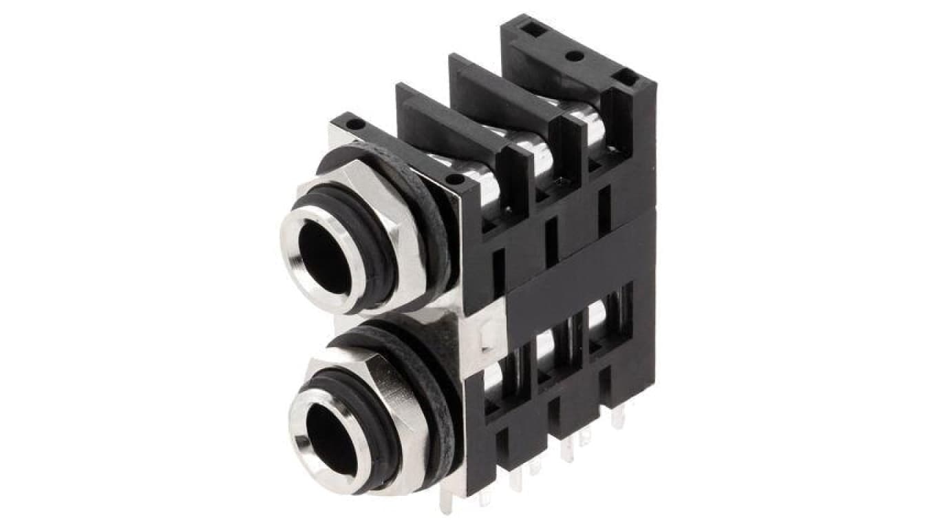 Złącze Jack 6,3mm, żeńskie, gniazdo, kątowe 90, stereo ACJS-MHDE