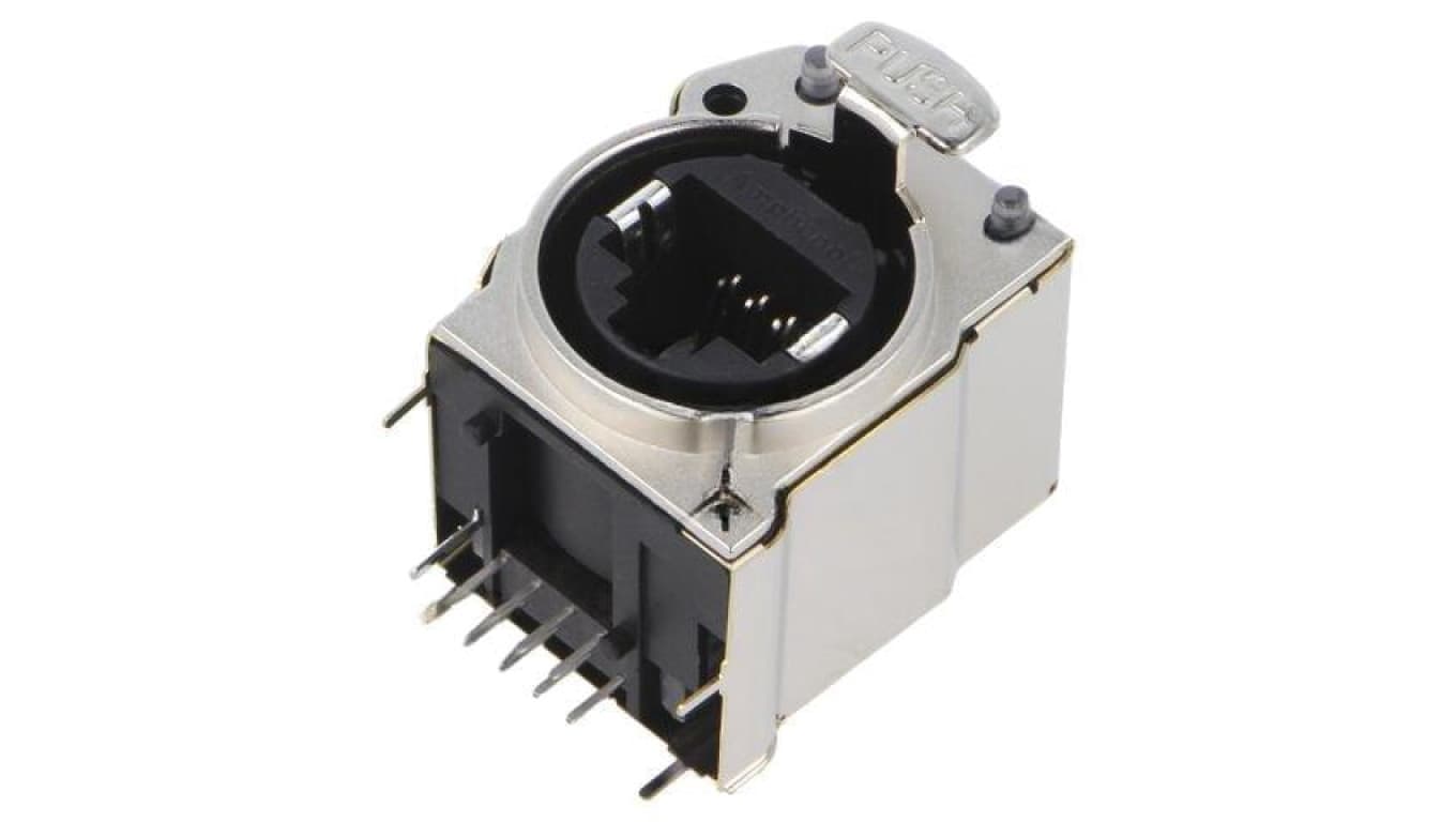 Złącze RJ45, gniazdo, żeńskie, 8p8c, kątowe 90, THT, kat: 6 RJX8FB6HLPEB
