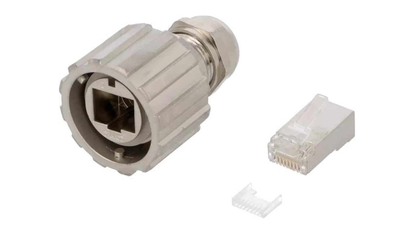 Złącze RJ45, żeńskie, wtyk, proste, okrągłe, ilość pinów: 8, ekranowane, kat 5e, 8p8c 17-101794