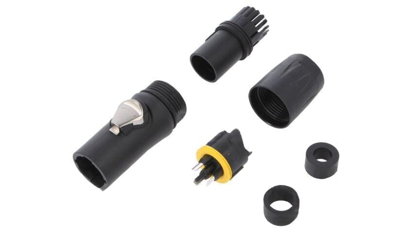 Złącze SpeakON, męskie, wtyk, PIN: 3, proste, napięcie znamionowe: 250V, prąd znamionowy: 16A HPT-3-M