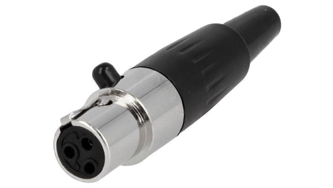 Złącze XLR mini, żeńskie, wtyk, PIN: 3, proste, prąd znamionowy: 5A AG3F