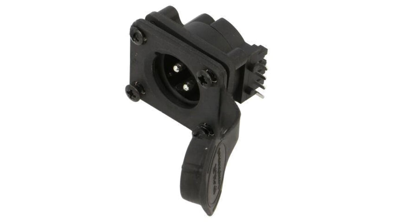 Złącze XLR, męskie, gniazdo, PIN: 3, kątowe, napięcie znamionowe: 133V, prąd znamionowy: 15A AXS3MP2H