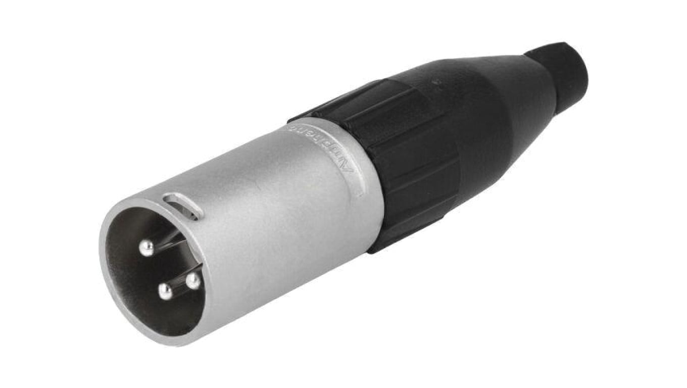Złącze XLR, męskie, wtyk, PIN: 3, proste, napięcie znamionowe: 133V, prąd znamionowy: 15A AC3MM