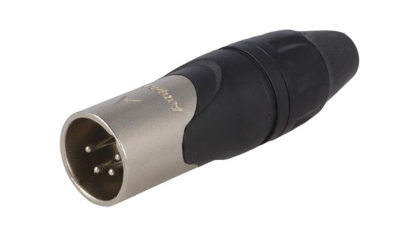 Złącze XLR, męskie, wtyk, PIN: 4, proste, napięcie znamionowe: 133V, prąd znamionowy: 10A AX4M