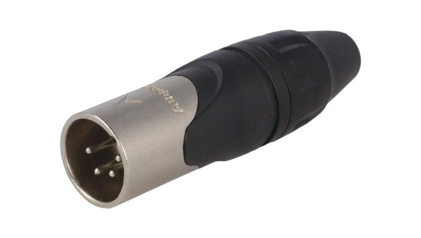 Złącze XLR, męskie, wtyk, PIN: 4, proste, napięcie znamionowe: 133V, prąd znamionowy: 10A AX4M