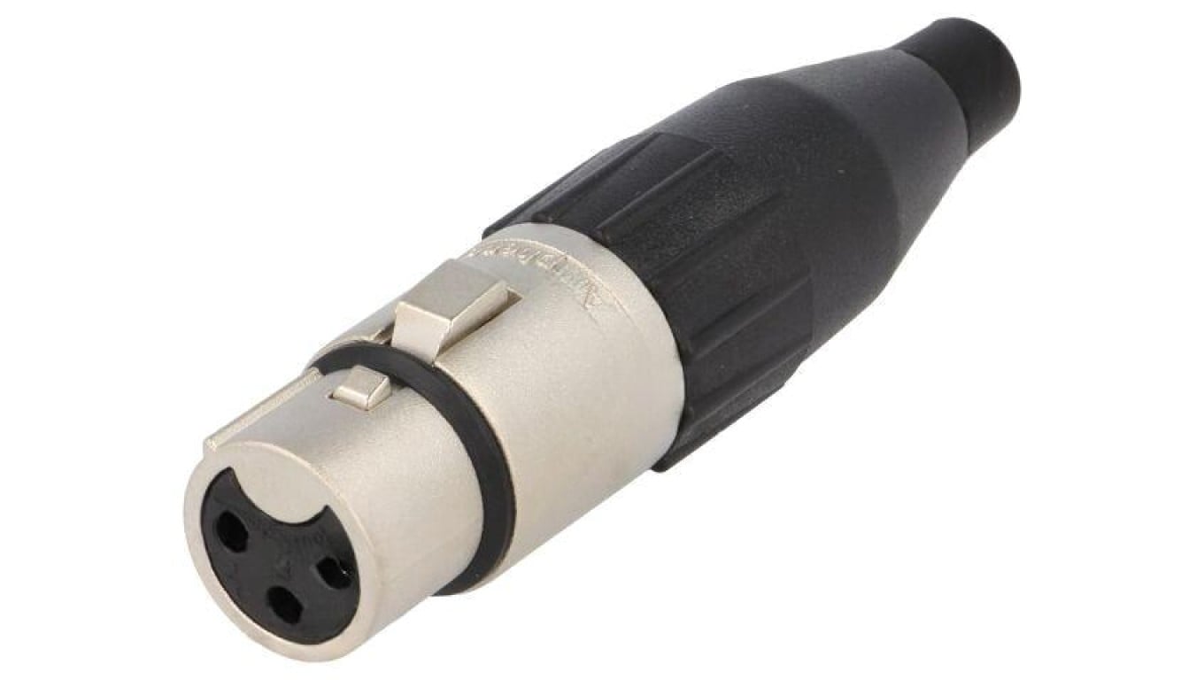 Złącze XLR, żeńskie, wtyk, PIN: 3, proste, napięcie znamionowe: 133V, prąd znamionowy: 15A AC3F