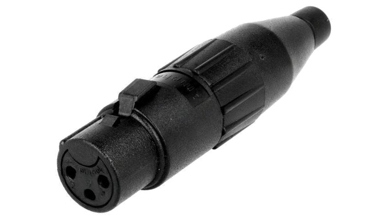 Złącze XLR, żeńskie, wtyk, PIN: 3, proste, napięcie znamionowe: 133V, prąd znamionowy: 15A AC3FCP
