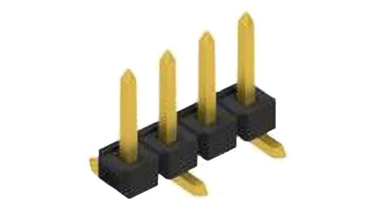 Złącze kołkowe, listwa kołkowa, męskie, kątowe,Il. pinów: 4, SMT, 3A, 250V, 1x4, raster: 2,54 mm 10059061