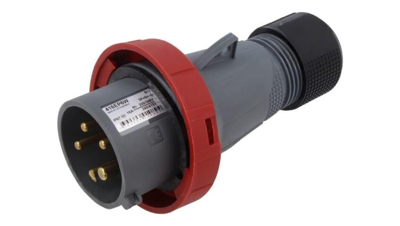 Złącze zasilające AC 3-fazowe, męskie, wtyk, proste, 415 VAC, 16 A 2CMA101089R1000